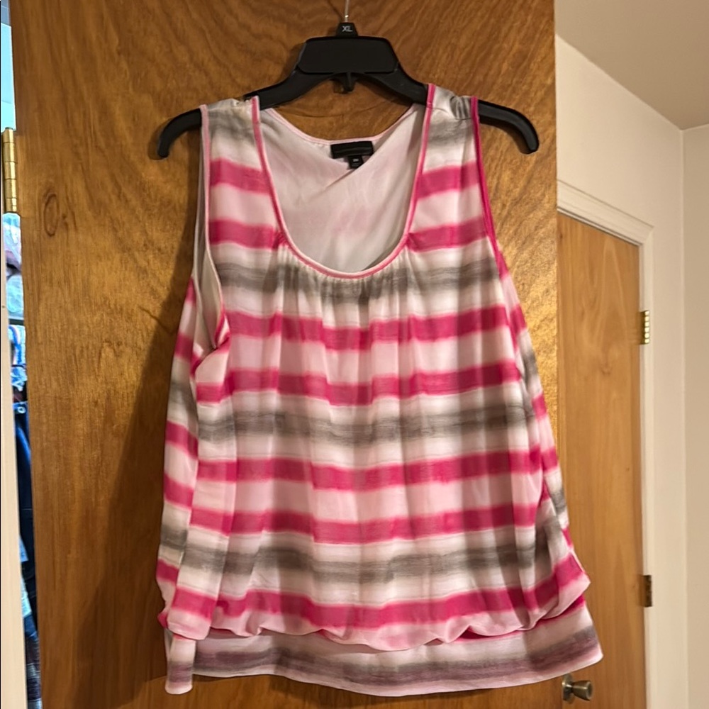 Worthington Pink and White Sleeveless Tank Top Relaxed Fit